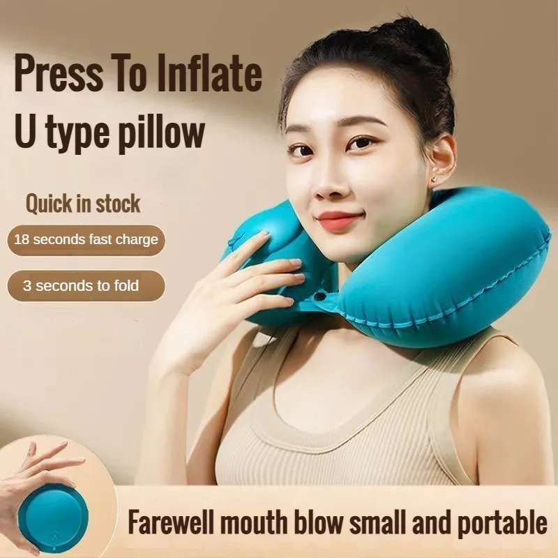 Camp Pillow Compressible - Auto draagbare nekbescherming U-vormig compressie opblaasbaar