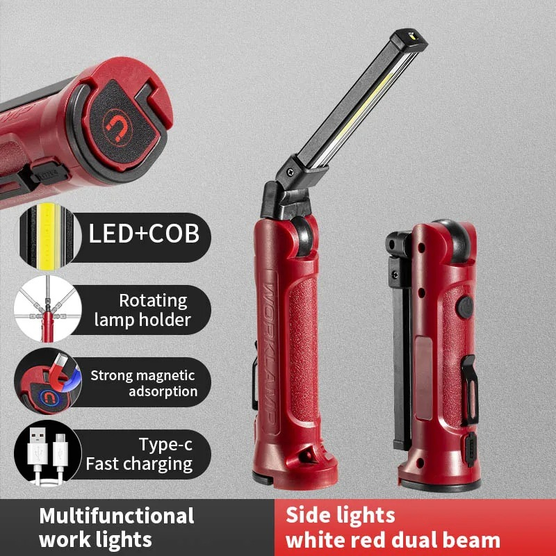 Outdoor Camping Lamp - COB LED-werklamp Oplaadbare opvouwbare zaklamp Outdoor