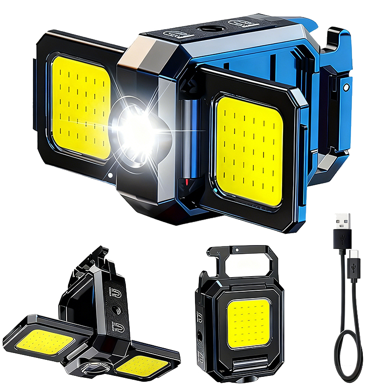 Outdoor Camping Lamp - Mini-zaklamp sleutelhangerlicht COB-werklamp USB oplaadbare lamp