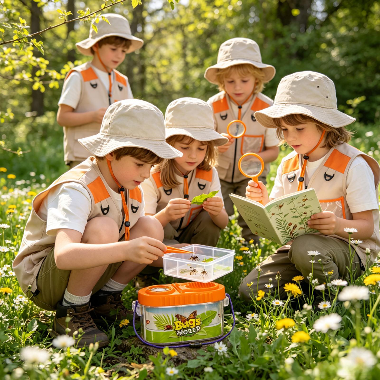 Outdoor Camping Activities For Kids - Kinderavontuurset met vergrootglas, lichtgewicht wetenschapset, natuurvliegenvanger-kampeerset