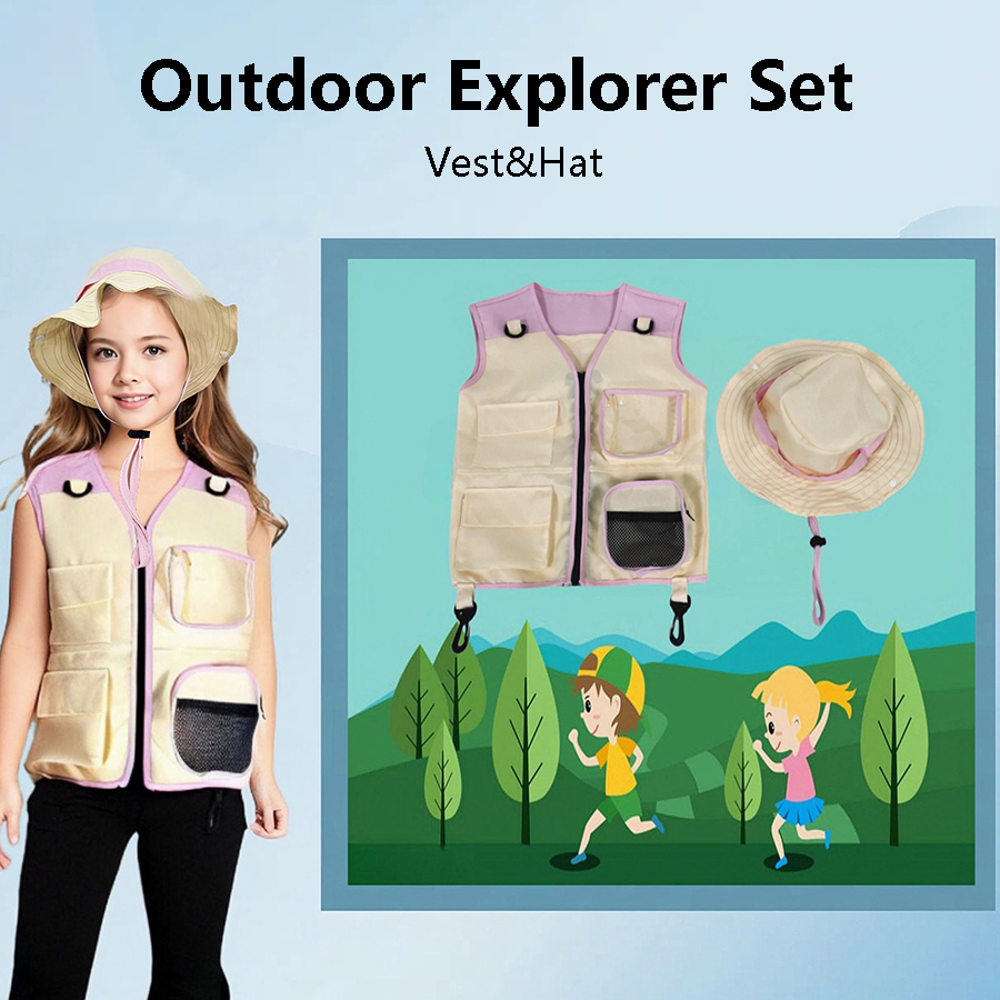 Outdoor Camping Activities For Kids - Kinderen Ontdekkingsreiziger Vest Hoed Pak Outdoor