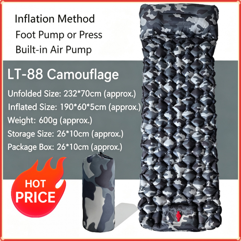 Camp Pillow Compressible - Opblaasbaar campingbed met kussens, ultralicht luchtbed