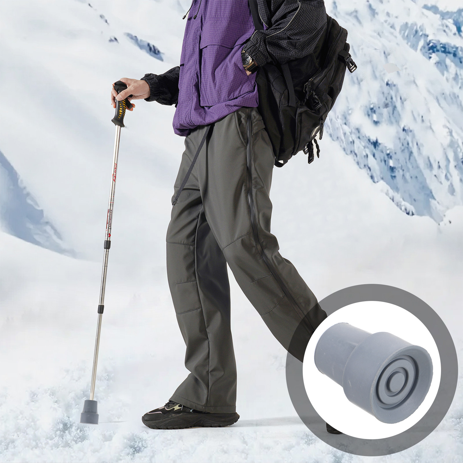 Trekking Poles - Vervangende rubberen wandelstokpuntjes, antislip loopstokpads voor
